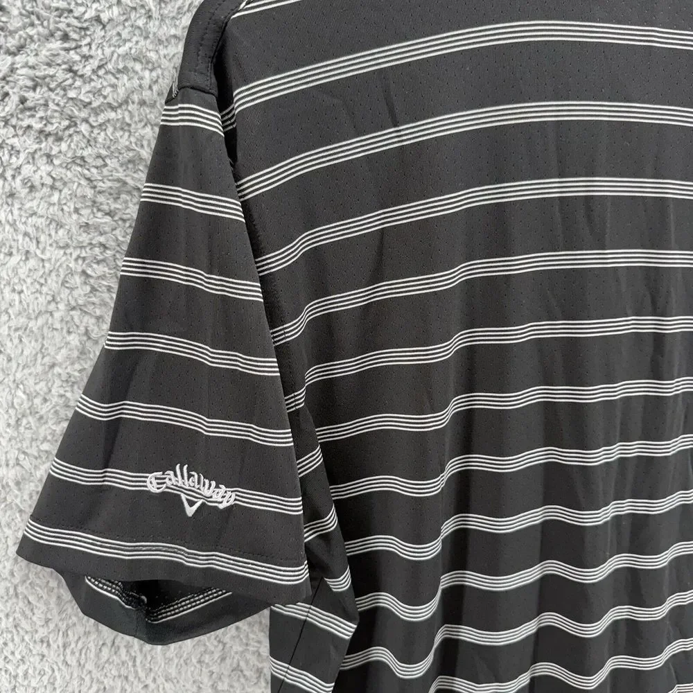 CALLAWAY Opti Dri Black Short Sleeve Striped Polo‎ Golf Shirt Mens Medium